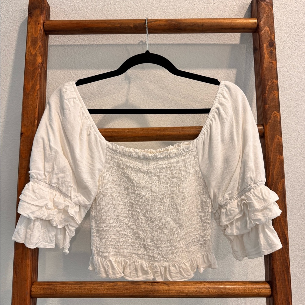White Ruffle Blouse